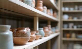 Pezzi di ceramica pronti per essere inseriti nel forno per la smaltatura.